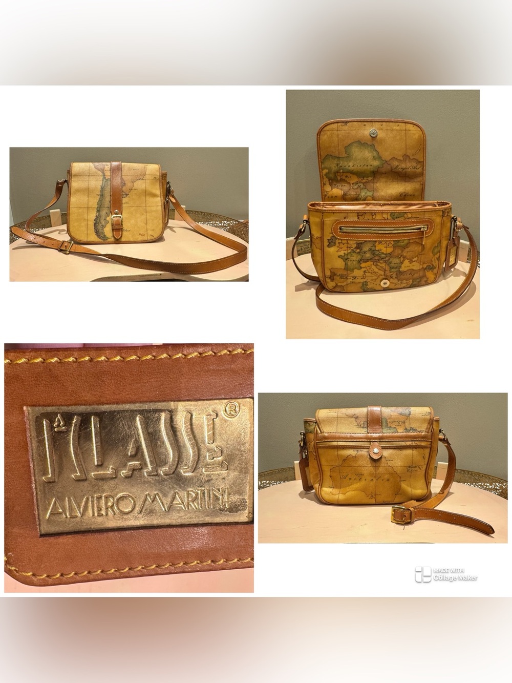 Vintage Alviero Martini 1ᴬ Classe vintage map-print leather crossbody bag
